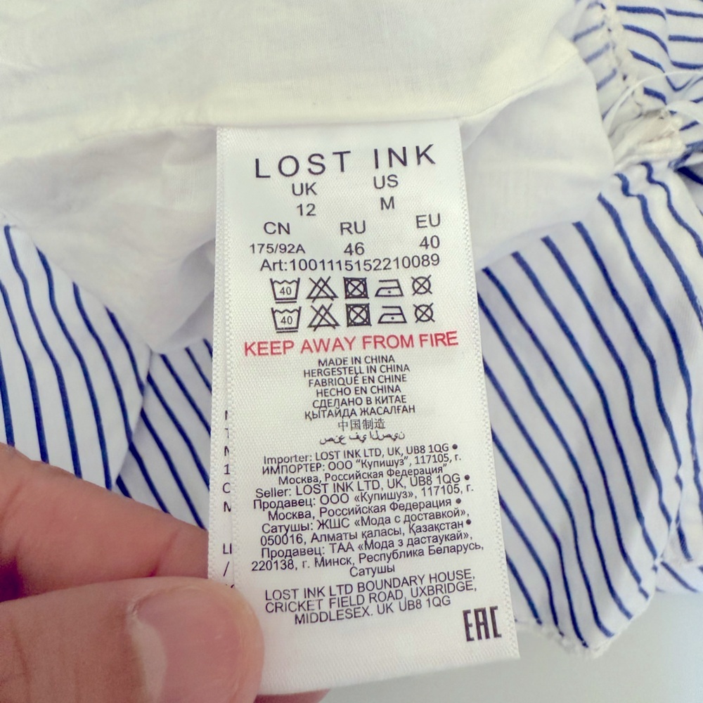 Lost Ink One-Shoulder Striped Jumpsuit. Size M - Picture 10 of 13